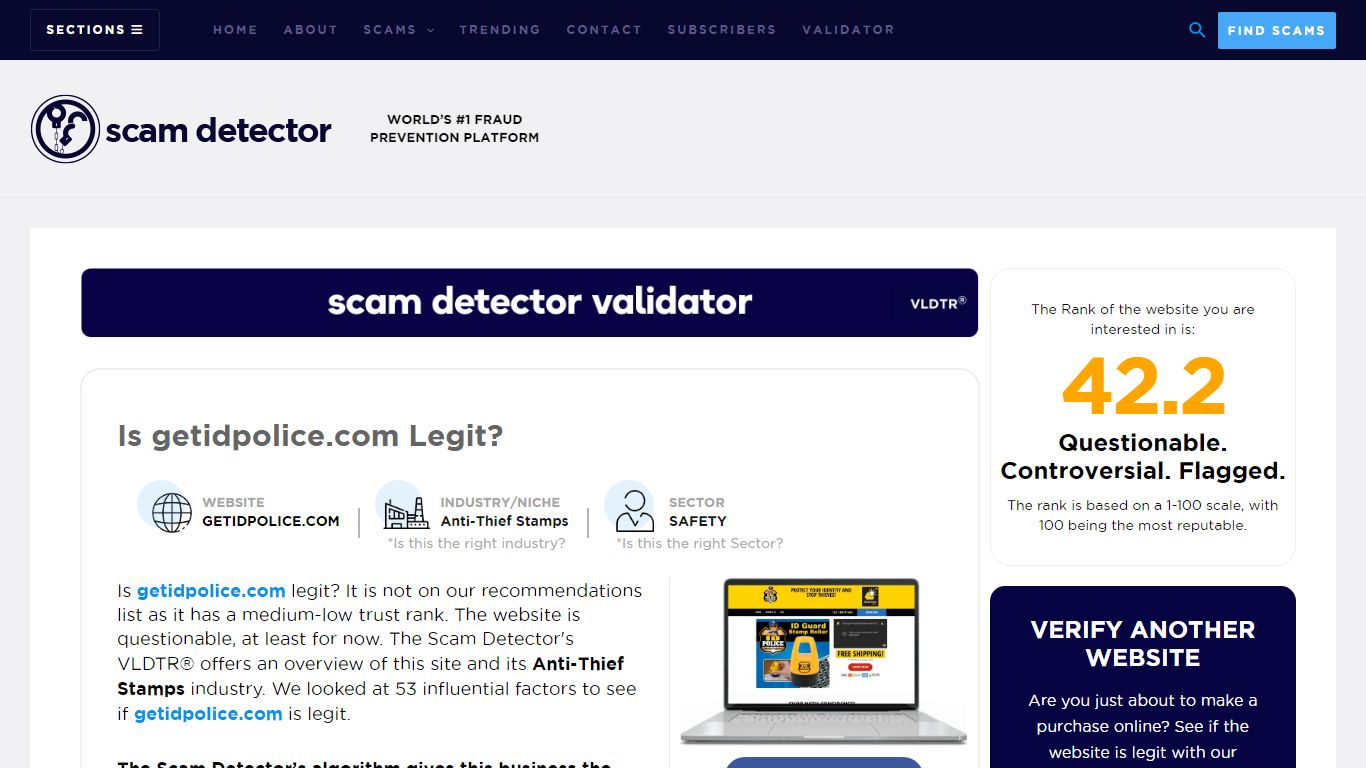 getidpolice.com Review - Scam Detector